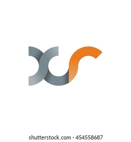 initial letter xr modern linked circle round lowercase logo orange gray