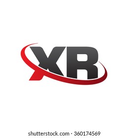 initial letter XR swoosh ring company logo red black