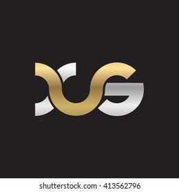 initial letter xs linked round lowercase logo gold silver black background
