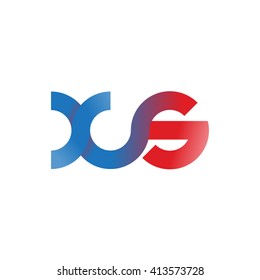 initial letter xs linked round lowercase logo blue red