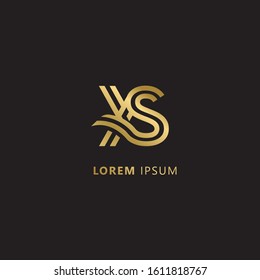 Initial Letter XS linked uppercase overlap modern gold logo vector design template. Suitable for business, consulting group company.