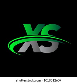 initial letter XS logotype company name colored green and black swoosh design. vector logo for business and company identity.
