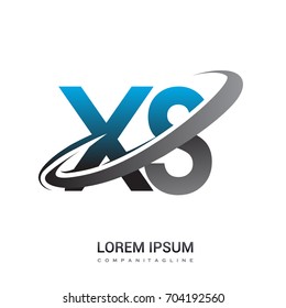 initial letter XS logotype company name colored blue and grey swoosh design. logo design for business and company identity.