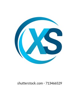 initial letter XS logotype company name blue circle and swoosh design. vector logo for business and company identity.