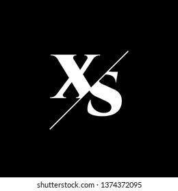 Initial Letter XS Monogram Sliced. Logo template isolated on black background