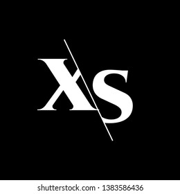 Initial Letter XS Monogram Sliced. Modern logo template isolated on black background