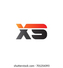 Initial letter XS, straight linked line bold logo, gradient fire red black colors