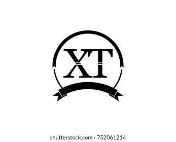 initial letter XT logo monogram retro black