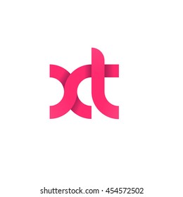 initial letter xt modern linked circle round lowercase logo pink