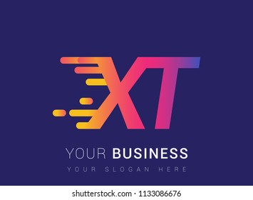 Initial Letter XT speed Logo Design template, logotype company name colored yellow, magenta and blue.for business and company identity.
