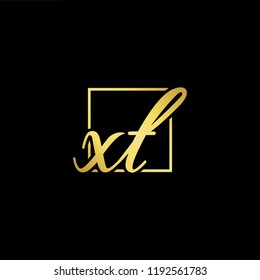 Initial letter XT TX minimalist art monogram shape logo, gold color on black background