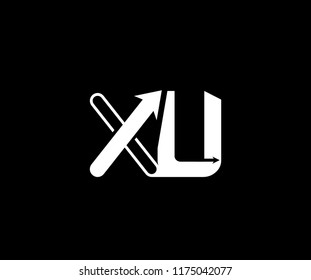 Initial Letter XU Linked Arrow Modern Monogram Shape Logotype