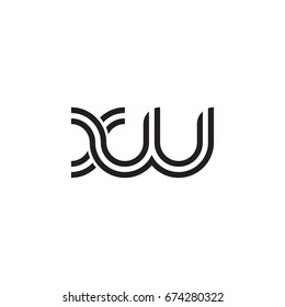 Initial letter xu, linked outline rounded lowercase, monogram black