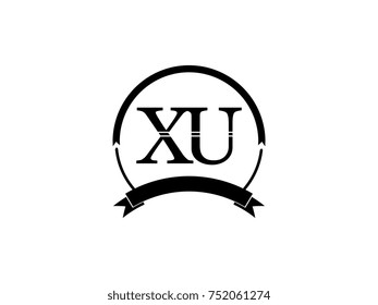 initial letter XU logo monogram retro black