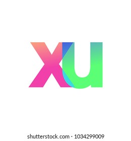 Initial Letter XU Lowercase Logo green, pink and Blue, Modern and Simple Logo Design.
