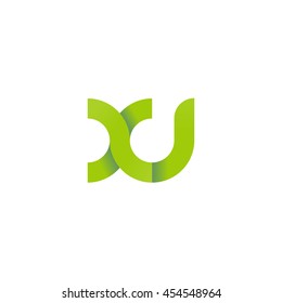 initial letter xu modern linked circle round lowercase logo green