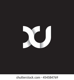 initial letter xu modern linked circle round lowercase logo white black