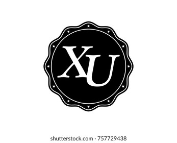 Initial letter XU monogram logo black seal stamp lace