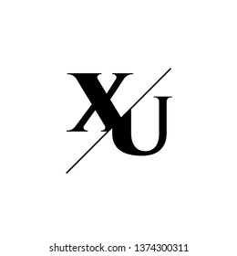 Initial Letter XU Monogram Sliced. Logo template isolated on white background