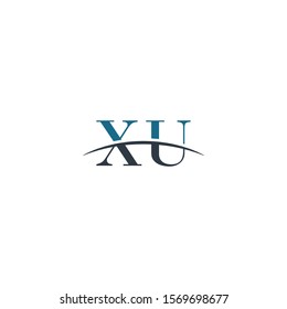 Initial letter XU, overlapping movement swoosh horizon logo company design inspiration in blue and gray color vector