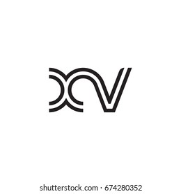 Initial letter xv, linked outline rounded lowercase, monogram black