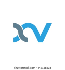 initial letter xv linked round lowercase logo blue