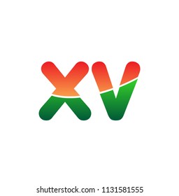 Initial Letter XV Logo Lowercase, colorful logotype Modern and Simple Logo Design.