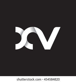 initial letter xv modern linked circle round lowercase logo white black