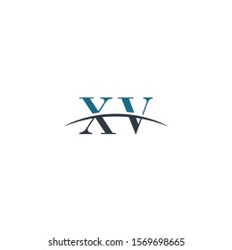 Initial letter XV, overlapping movement swoosh horizon logo company design inspiration in blue and gray color vector