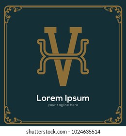 initial letter xv vintage style