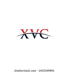 Initial letter XVC, overlapping movement swoosh horizon logo company design inspiration in red and dark blue color vector