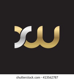 initial letter xw linked round lowercase logo gold silver black background