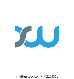 initial letter xw linked round lowercase logo blue