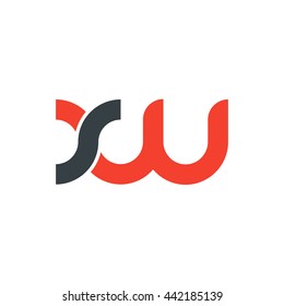 initial letter xw linked round lowercase logo red