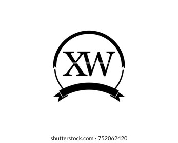 initial letter XW logo monogram retro black