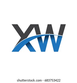 initial letter XW logotype company name colored blue and grey swoosh design. vector logo for business and company identity.
