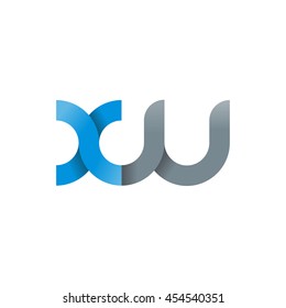 initial letter xw modern linked circle round lowercase logo blue gray