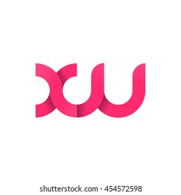initial letter xw modern linked circle round lowercase logo pink