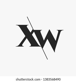 Initial Letter XW Monogram Sliced. Modern logo template isolated on gray background