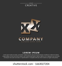 Initial Letter xx Gold Logo Design Template Elements. Letter x Negative Space. Suitable for business, consulting group company.