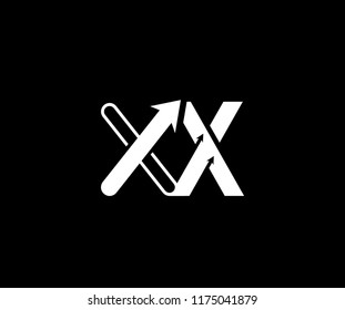 Initial Letter XX Linked Arrow Modern Monogram Shape Logotype