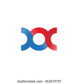 initial letter xx linked round lowercase logo blue red