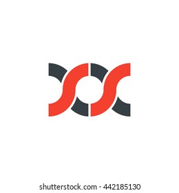 initial letter xx linked round lowercase logo red