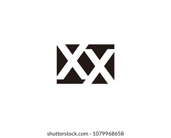 Initial letter xx lowercase logo black and white
