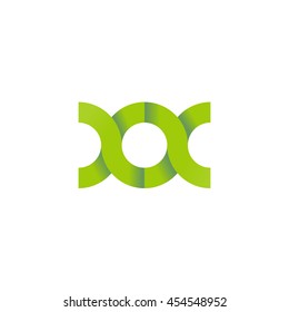 initial letter xx modern linked circle round lowercase logo green