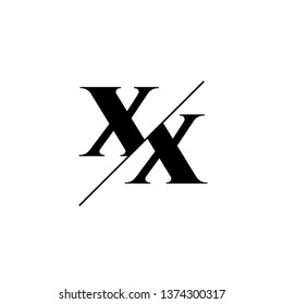 Initial Letter XX Monogram Sliced. Logo template isolated on white background