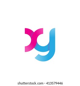 initial letter xy linked round lowercase logo pink blue purple