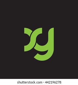 initial letter xy linked round lowercase logo green