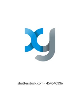 initial letter xy modern linked circle round lowercase logo blue gray