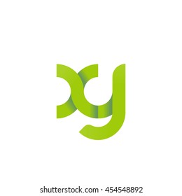 initial letter xy modern linked circle round lowercase logo green
